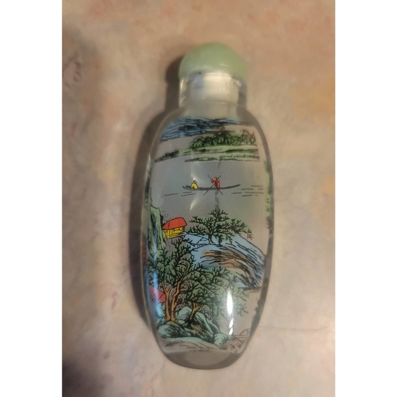 Set of Four Glass Chinese Reverse Painted Snuff / Perfume Bottles. - Picture 11 of 11